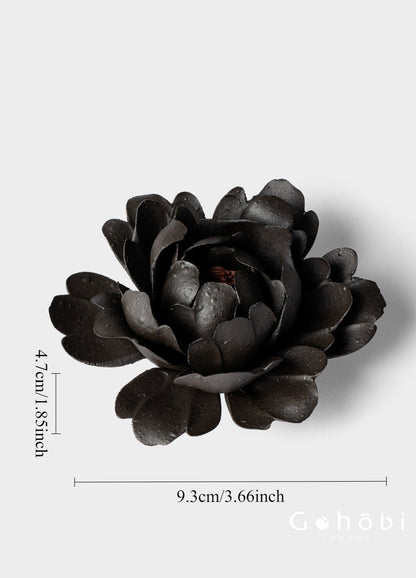 Gohobi Handmade Floral Incense Holder 002 - Black Peony and White Rose