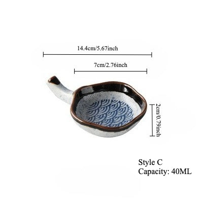 Gohobi Creative Japanese Ceramic Wave Pattern Sauce Dish
