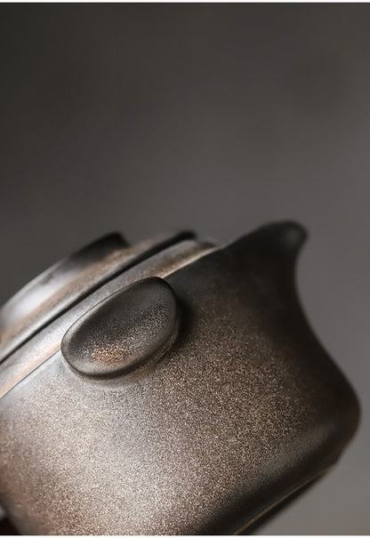 Gohobi Vintage Rustic Ceramic Travel Tea Set