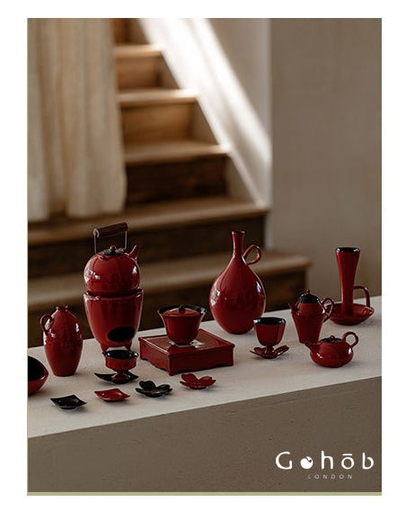 Gohobi Ochre Dream Red Fireplace Teapot – Japanese-Style Coarse Pottery Rattan Beam Kettle