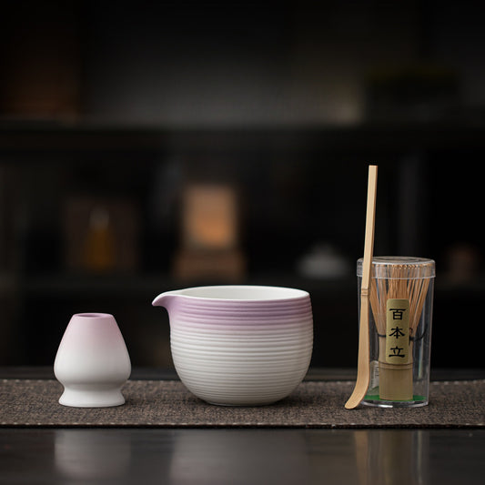 Brushed matcha four-piece ceramic matcha bowl, Baibenli tea, matcha spoon, tea dispenser, tea set, gift set