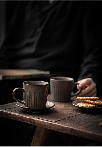 Gohobi Chinese Vintage Gilded Ceramic Coffee Cup with Saucer