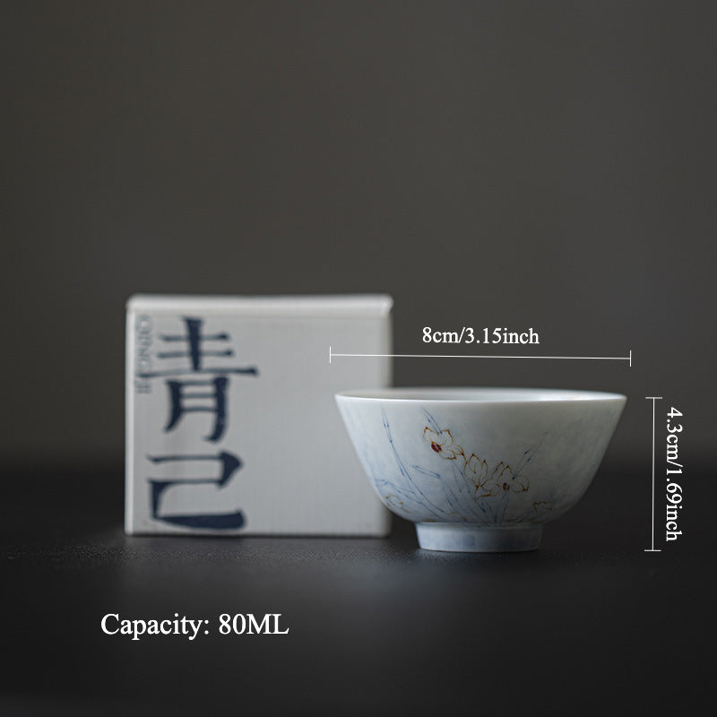 Gohobi Blue and White Hand-Painted Thin-Walled Master Cup