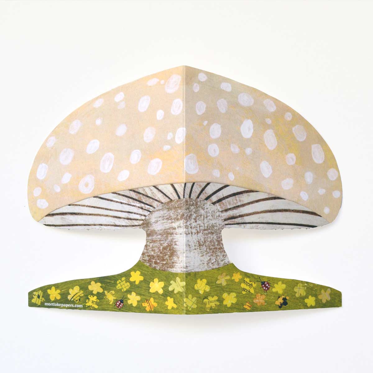 Mortlake Papers Spring Mushroom Die-Cut Greetings Card [Made in the UK]