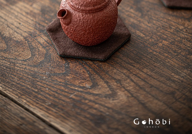 Gohobi Grass and Wood Tie-Dye Tea Coaster – Handmade Fabric Cup Holder Heat Insulation Pad