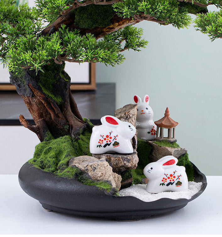Gohobi Handmade Ceramic White Rabbit Ornament