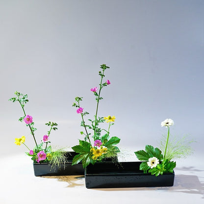 Gohobi Rectangular Ikebana Ceramic Vase – Japanese Style Flower Arrangement Vessel