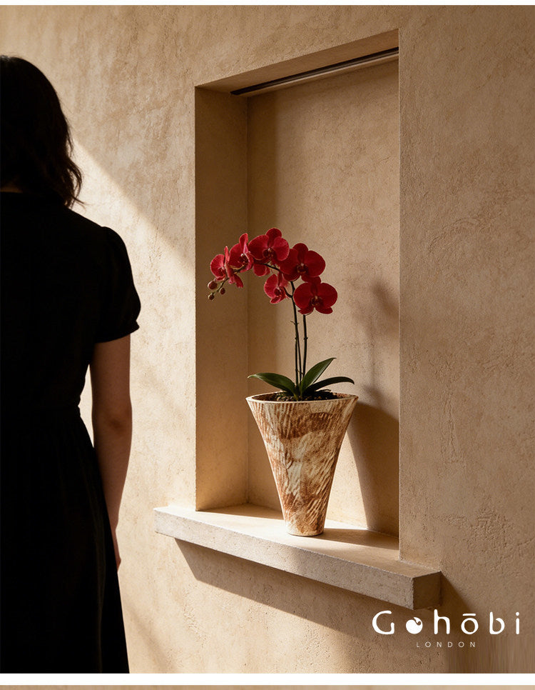 Gohobi Japanese Ikebana Ceramic Flower Pot – Jingdezhen Wabi-Sabi Desktop Planter