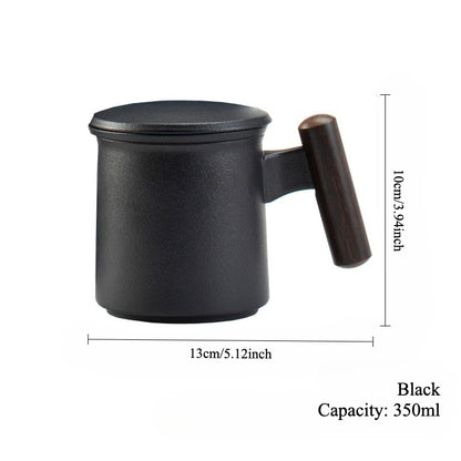 Gohobi Ceramic Office Mug with Infuser and Lid