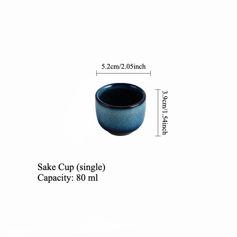 Gohobi Cat’s Eye Blue Ceramic Sake Set