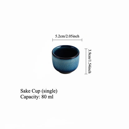 Gohobi Cat’s Eye Blue Ceramic Sake Set