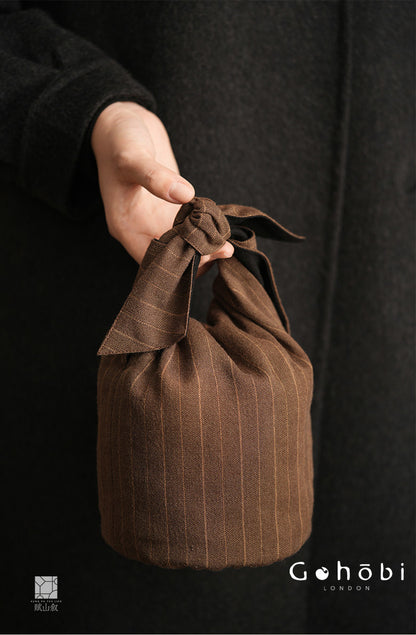 [賦山敘 x Gohobi] Gohobi Woven Flax Travel Tea Bag – Portable Teapot and Teacup Storage Pouch