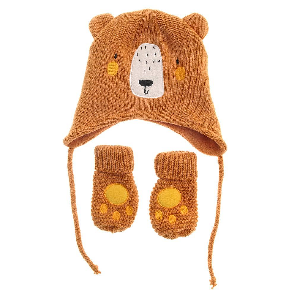 HereThe Brown Bear Hat and Mittens