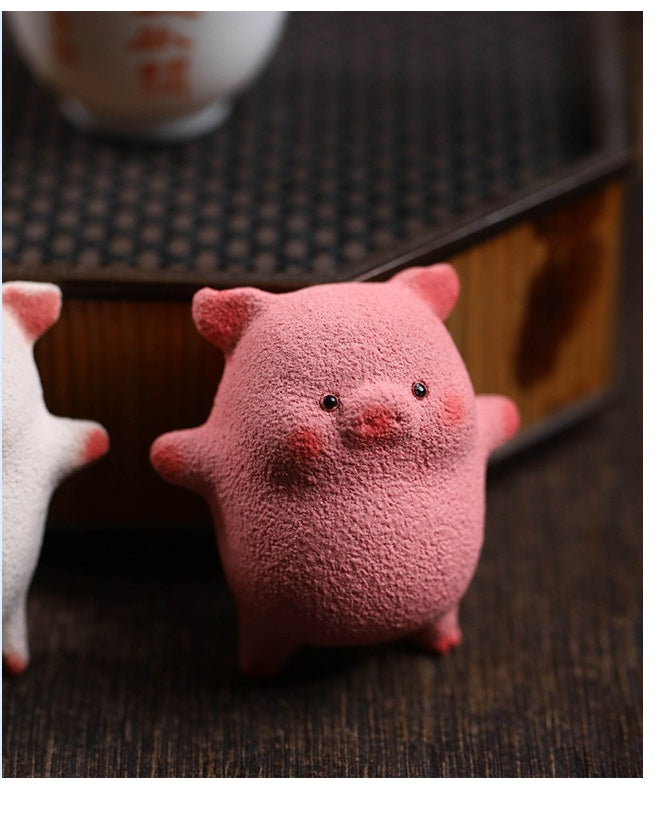 Gohobi Yixing Purple Clay Twelve Zodiac Pig Tea Pet – Handmade Sleeping Pig Ornament