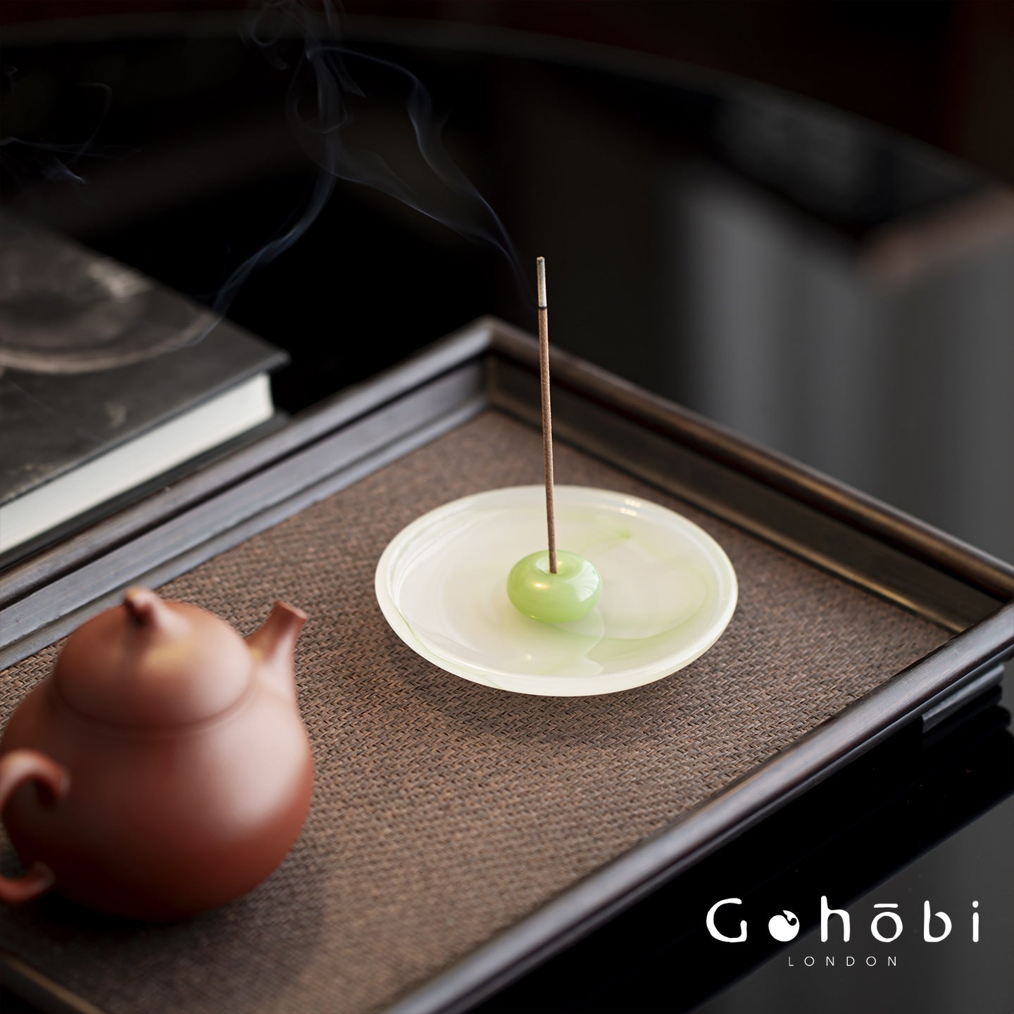 Gohobi Spring Shadow Glazed Incense Holder – Ceramic Ash Catching Incense Tray