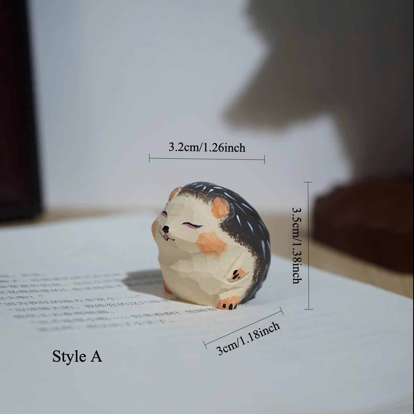 Gohobi Hand-Carved Mini Hedgehog Figurine