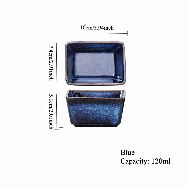 Gohobi Iridescent Kiln-Change Rectangular Ceramic Sauce Bowl