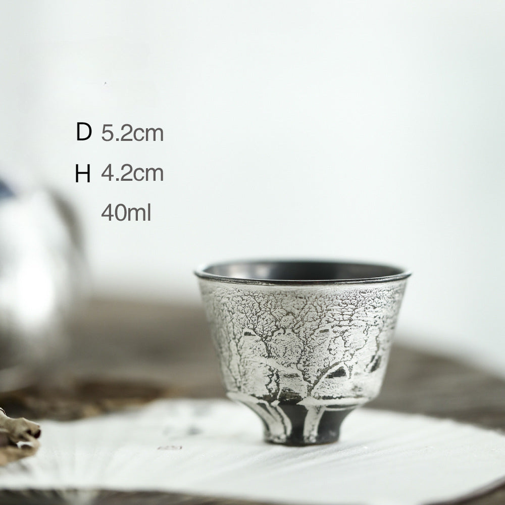 Gohobi Handmade Ceramic Forst Silver Tea Cup