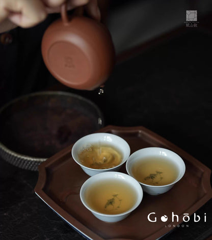 [賦山敘 x Gohobi] Gohobi Jingdezhen Hand-Painted Mandarin Fish Teacup – Blue on Blue Ceramic Gongfu Guest Cup