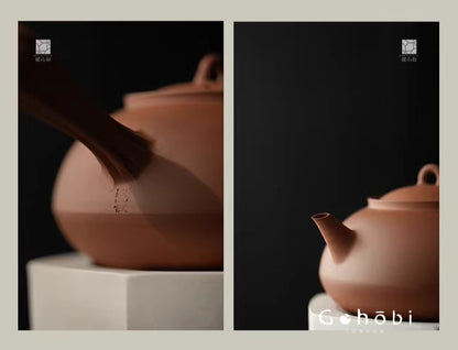 [賦山敘 x Gohobi] Gohobi Side Handle Ceramic Teapot – Red Clay Pot with Charcoal Stove or Electric Heating Kettle