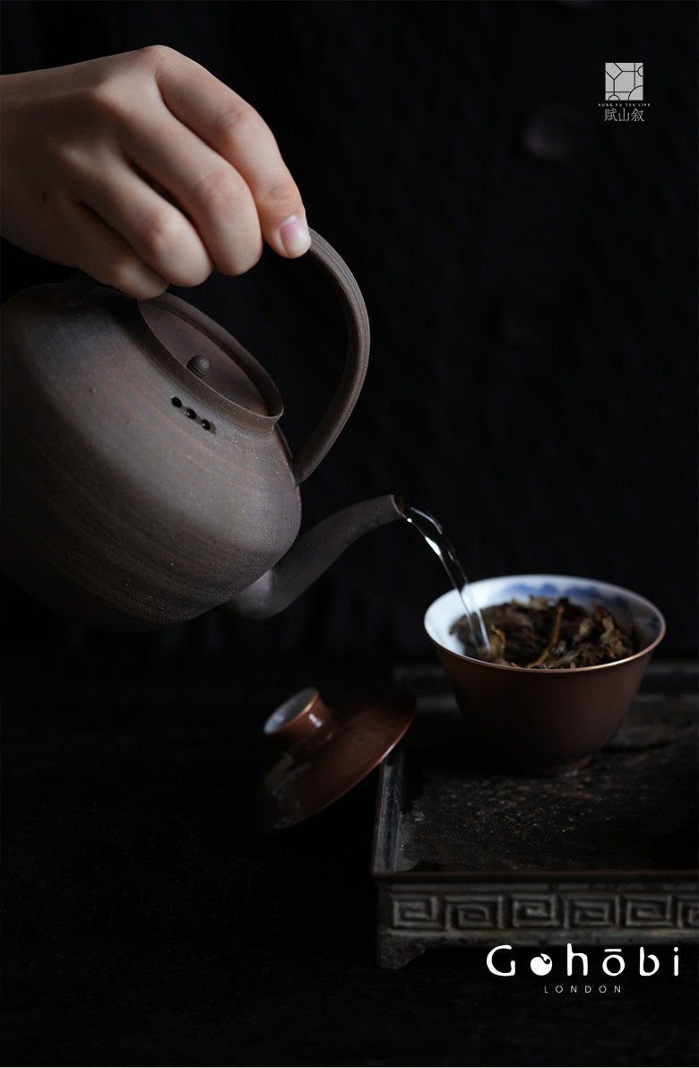 [賦山敘 x Gohobi] Gohobi Old Rock Clay Teapot with Lifting Beam – Chaoshan Gongfu Tea Kettle for Open Flame