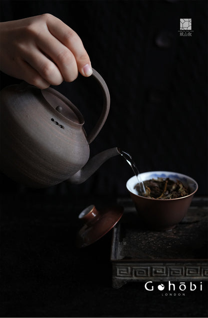 [賦山敘 x Gohobi] Gohobi Old Rock Clay Teapot with Lifting Beam – Chaoshan Gongfu Tea Kettle for Open Flame