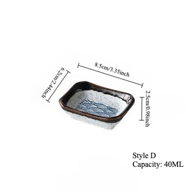 Gohobi Creative Japanese Ceramic Wave Pattern Sauce Dish