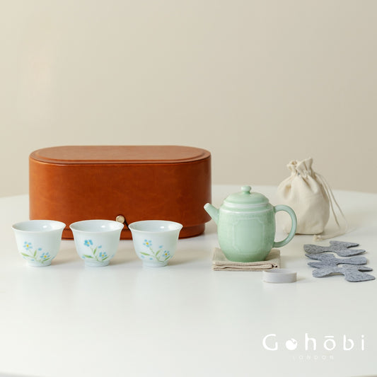 Gohobi Travel Tea Set – Handmade Portable Gongfu Travel Tea Set with Leather Case