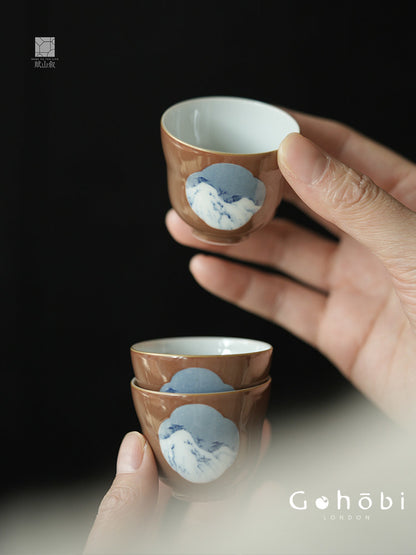 [賦山敘 x Gohobi] Gohobi Jingdezhen Hand-Painted Blue and White Teacup – Begonia Snow View Fulu Guest Cup
