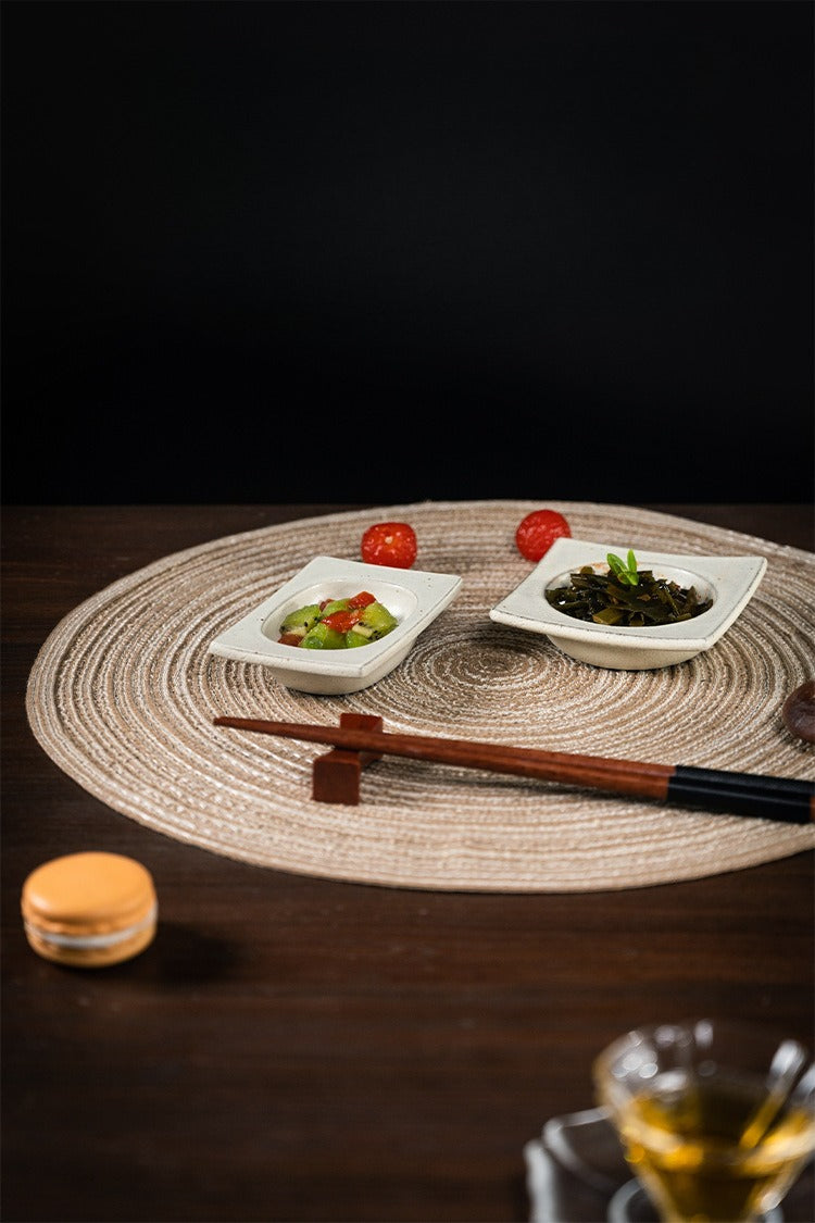 Gohobi Japanese Vintage Jingdezhen Coarse Pottery Square Condiment Dish