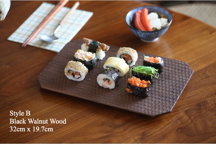 Gohobi Japanese-Inspired Dotted Cherry Wood Serving Tray