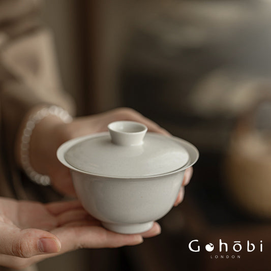 Gohobi Plant Ash Clay Gaiwan – Thin Porcelain Ceramic Covered Tea Bowl