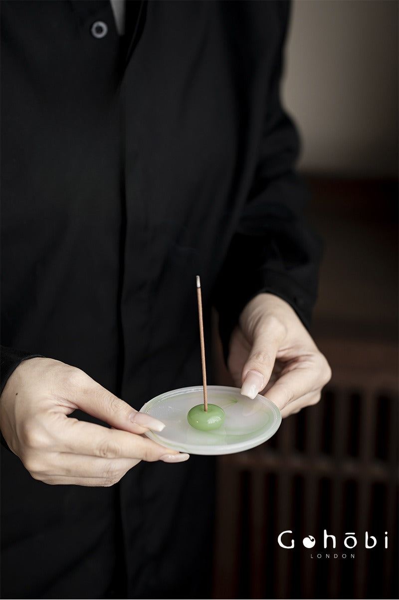 Gohobi Spring Shadow Glazed Incense Holder – Ceramic Ash Catching Incense Tray