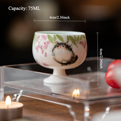 Gohobi Hand-Painted Cat High-Foot Cup