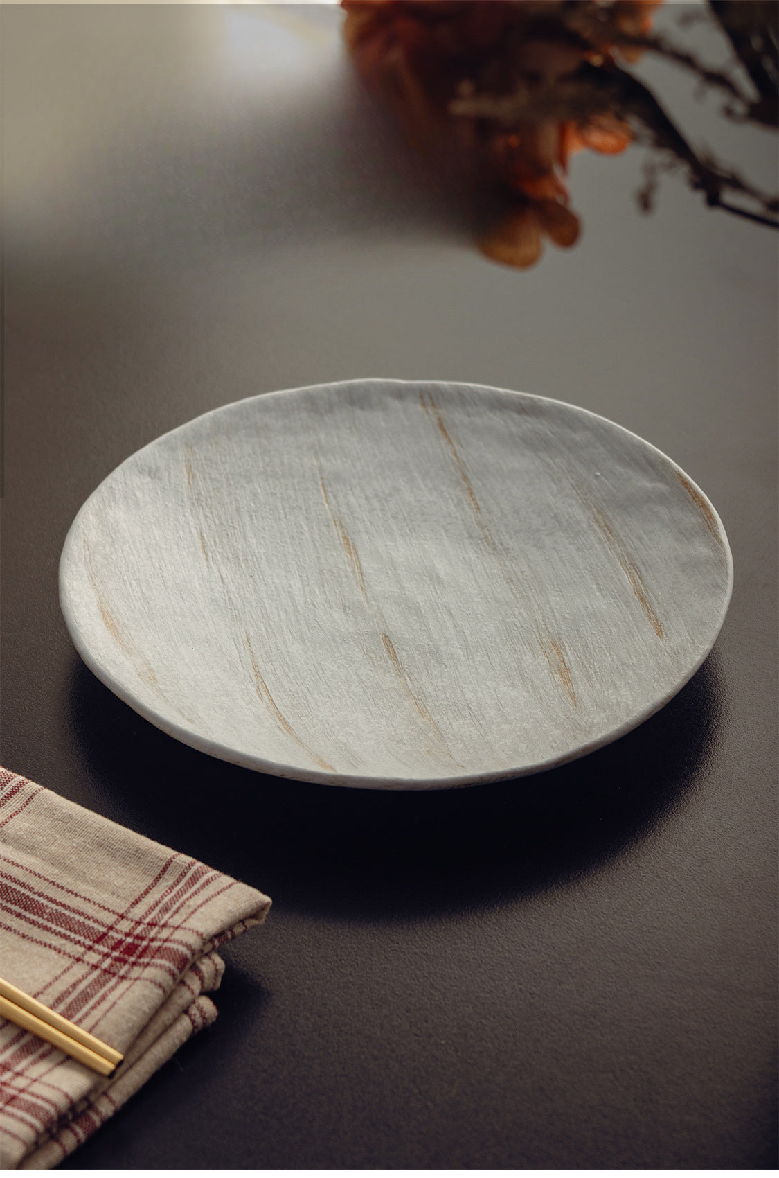 Jinxiu 2025 peint à l'aneth, nouvelle assiette de légumes sautés au feu de bois de 7,7 pouces, assiette plate pour la maison, hôtel, restaurant, assiette de cuisine occidentale commerciale