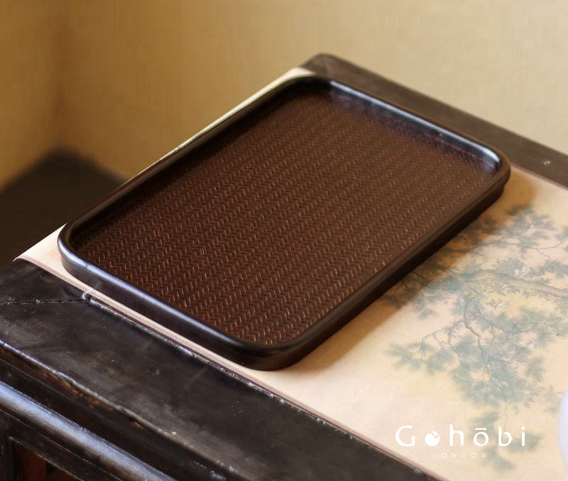 Gohobi Polished Bamboo Tea Tray – Bamboo Woven Gongfu Tea Tray