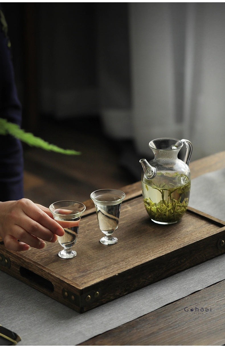 Gohobi Handmade Low Foot Glass Tea Cup