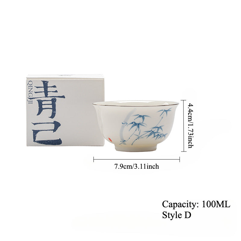 Gohobi Hand-Painted Blue-and-White Thin-Walled Teacup