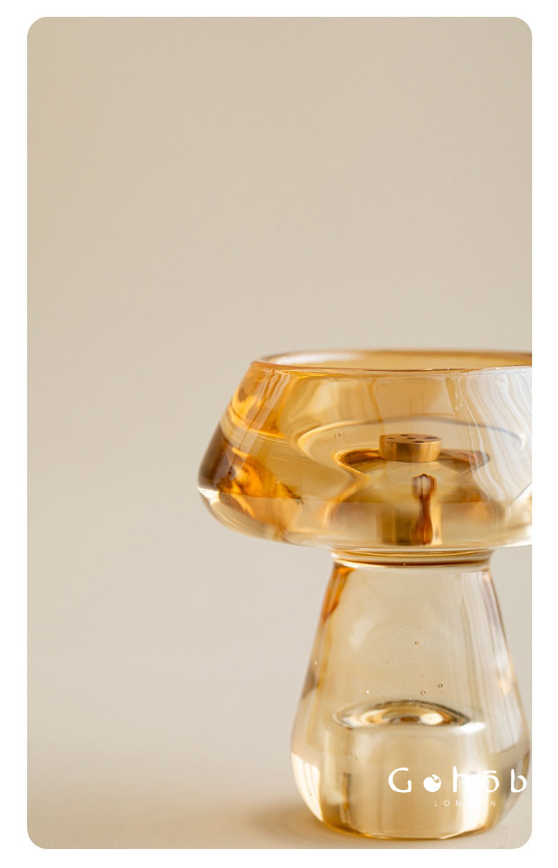 Gohobi Mushroom Glass Incense Holder – New Chinese Style Desktop Incense Tray