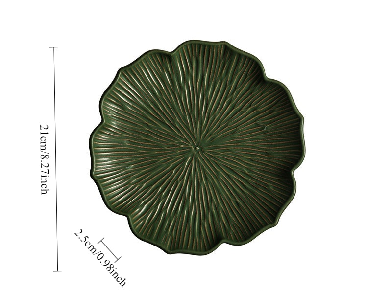 Gohobi Japanese Style Lace Ceramic Plate – Handmade Coarse Pottery Pasta and Tea Plate