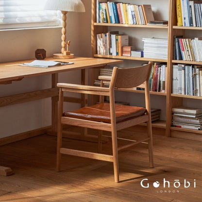 Gohobi Handmade Solid Wood Curved Armchair – Study Chair Office Seat Leisure Home Bedroom Chair | FSC Certified Furniture