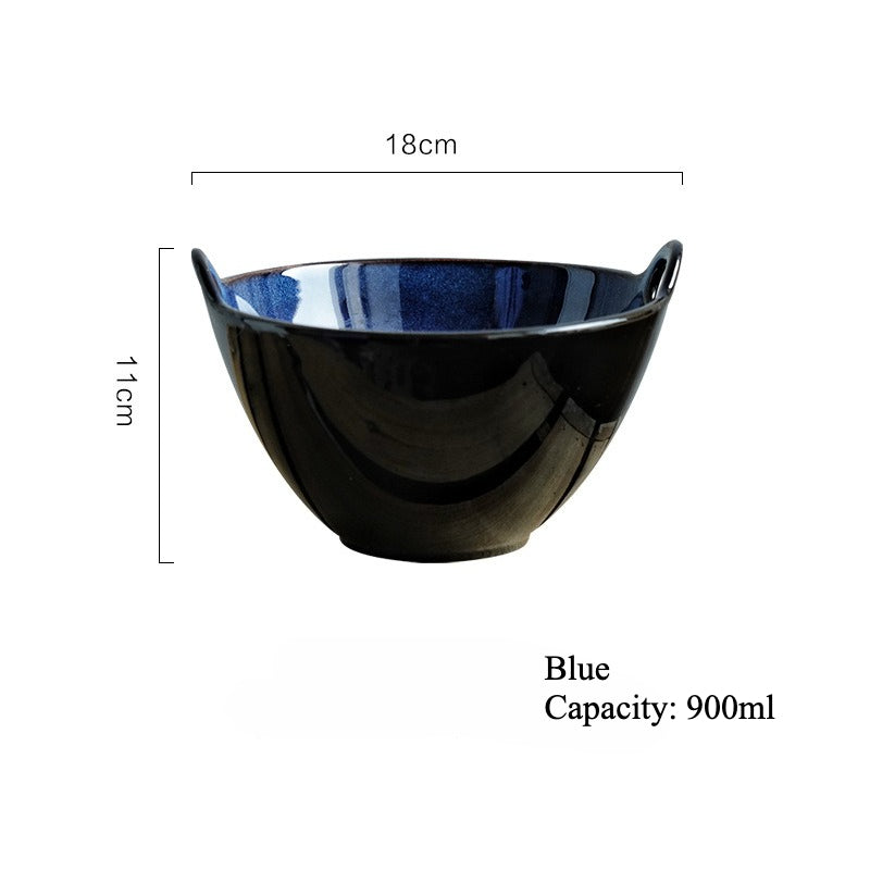 Gohobi Japanese Ceramic Double-Handled Bowl