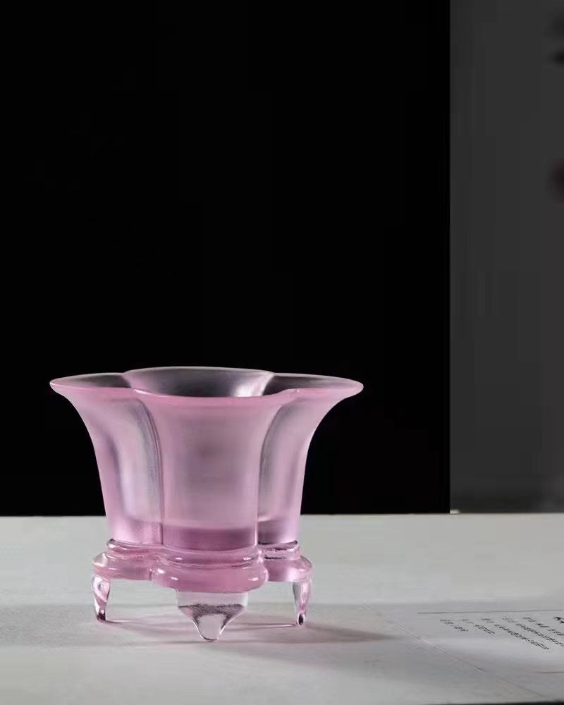 Gohobi Pate de Verre Begonia Shaped Coloured Glass Container