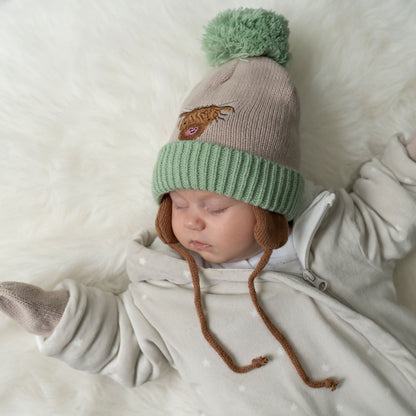 HereThe Highland Cow Wooly Hat and Mittens