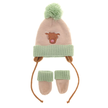 HereThe Highland Cow Wooly Hat and Mittens