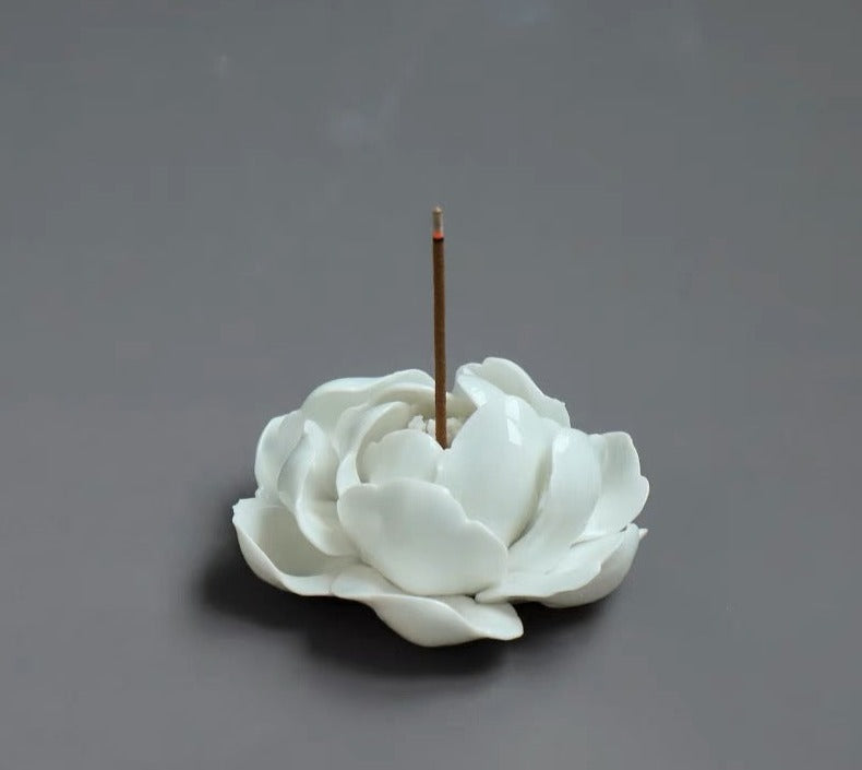 Gohobi Handmade White Lotus Incense Holder Ornament