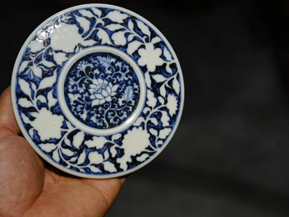 [蔓生敘古x Chingshui Tang] Wood-Fired Chai Kiln Blue & White Floral Bird Jar – 8.5cm Opening, 13.3cm Height