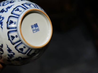 [蔓生敘古x Chingshui Tang] Wood-Fired Chai Kiln Blue & White Floral Bird Jar – 8.5cm Opening, 13.3cm Height