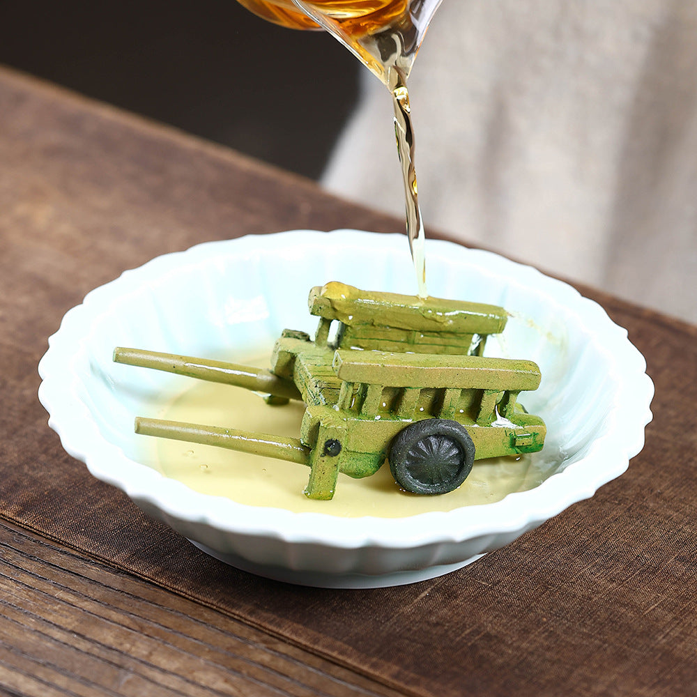 Gohobi Yixing Purple Clay Bamboo Trolley Tea Pet – Handmade Tea Table Ornament
