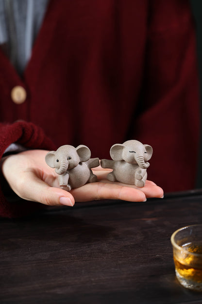 Gohobi Yixing Purple Clay Love Elephant Tea Pet – Handmade Lucky Ornament